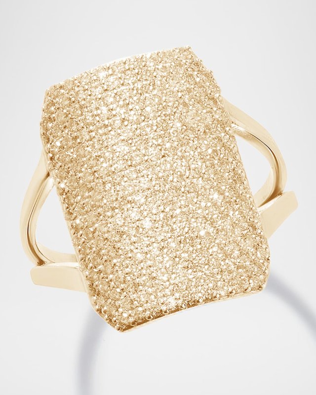 Flawless Wide Tag Diamond Ring in 14K Yellow Gold